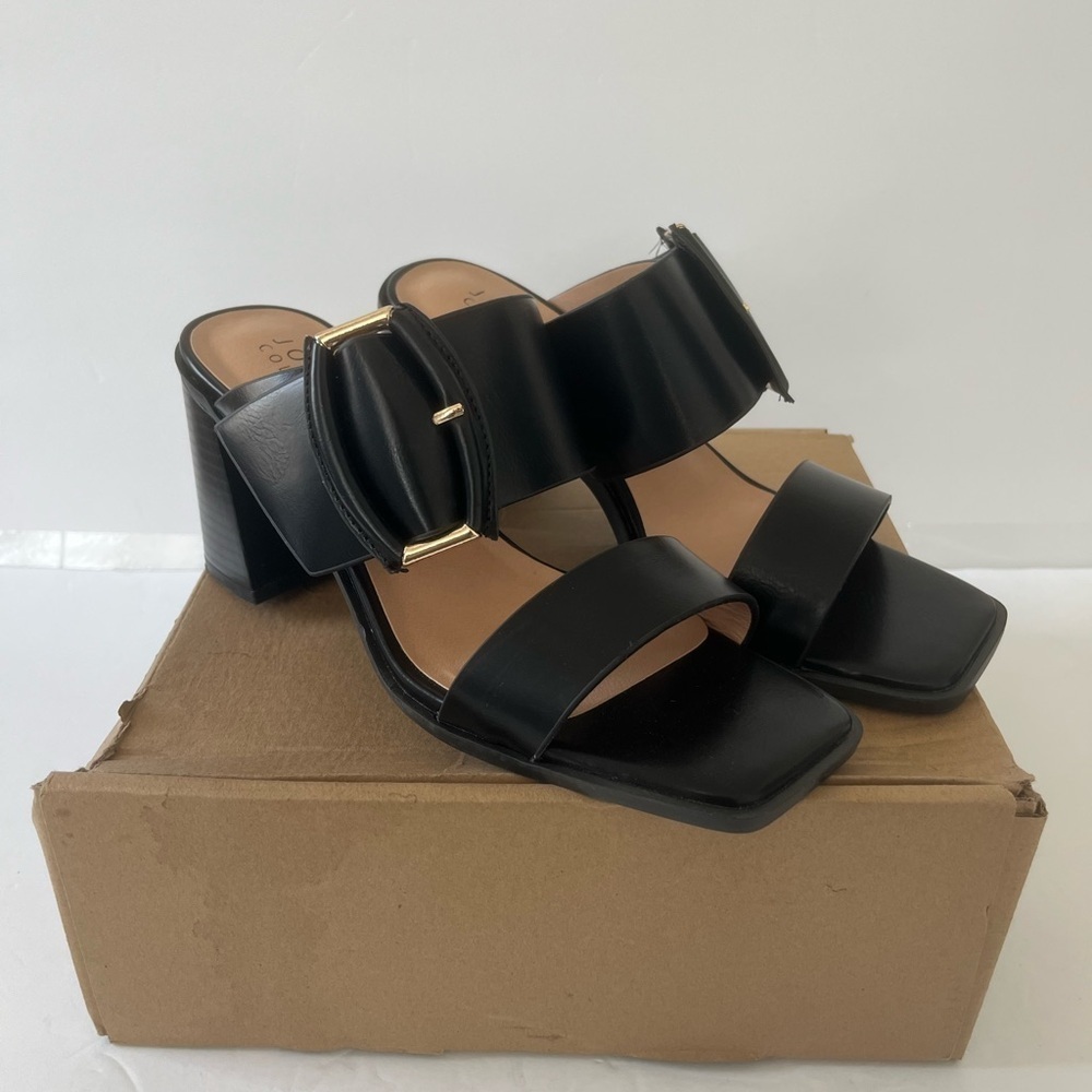 Journee Collection Women’s Junie Black Block Heel Sandals Shoes Size 9.5 NIB - Picture 13 of 13